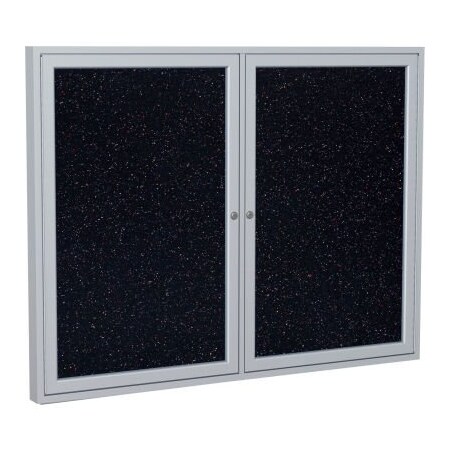 Ghent Ghent Enclosed Bulletin Board, 2 Door, 48"W x 36"H, Confetti Recycled Rubber/Silver Frame PA23648TR-CF